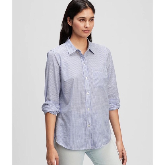 GAP Blue Striped Button Down Shirt - Picture 1 of 15